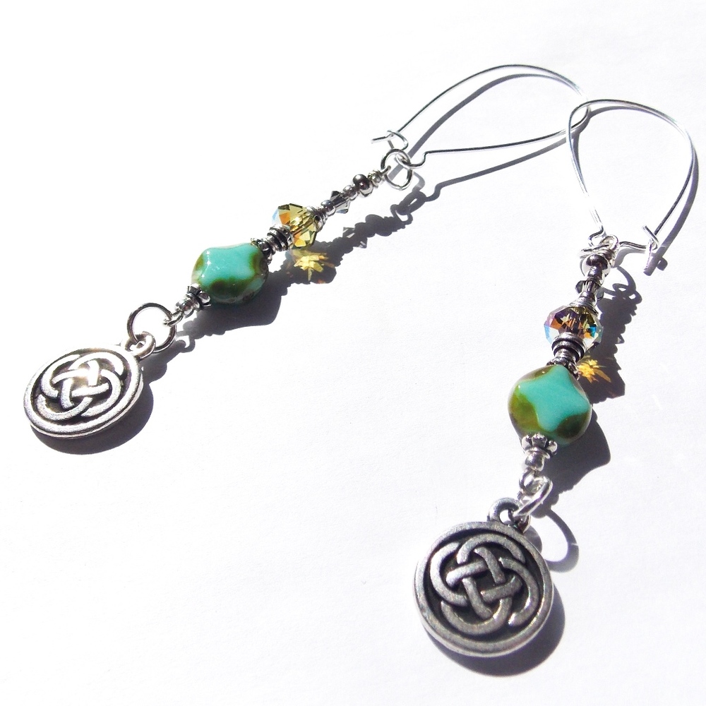 Festival Gypsy Boho Earrings Celtic Knot Turquoise